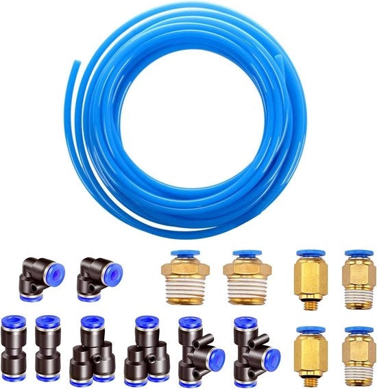 Slang Pneumatico PU Flexibile - 10 Metri - Connessi - Adatto per compressori - 6 mm x 4 mm