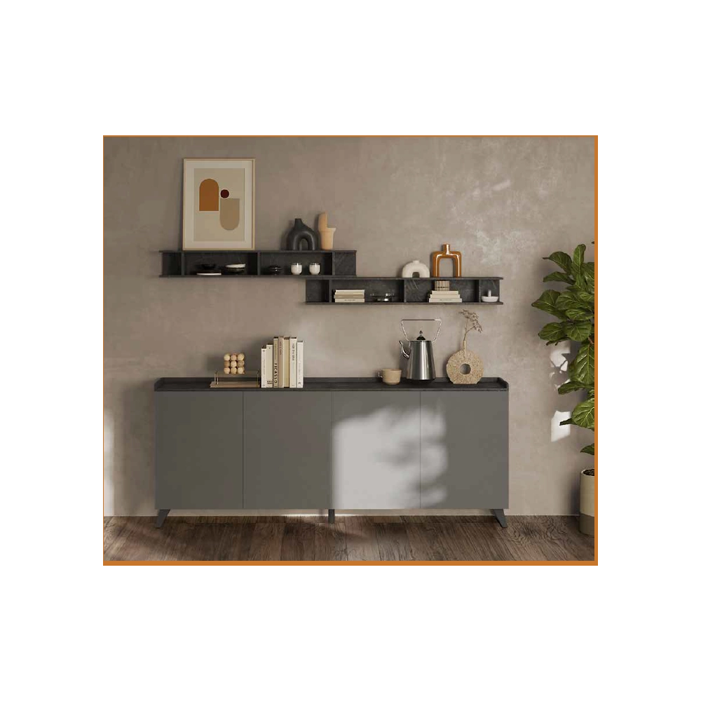Madia 4 ante Polan 241x42x99h colore ardesia piombo
