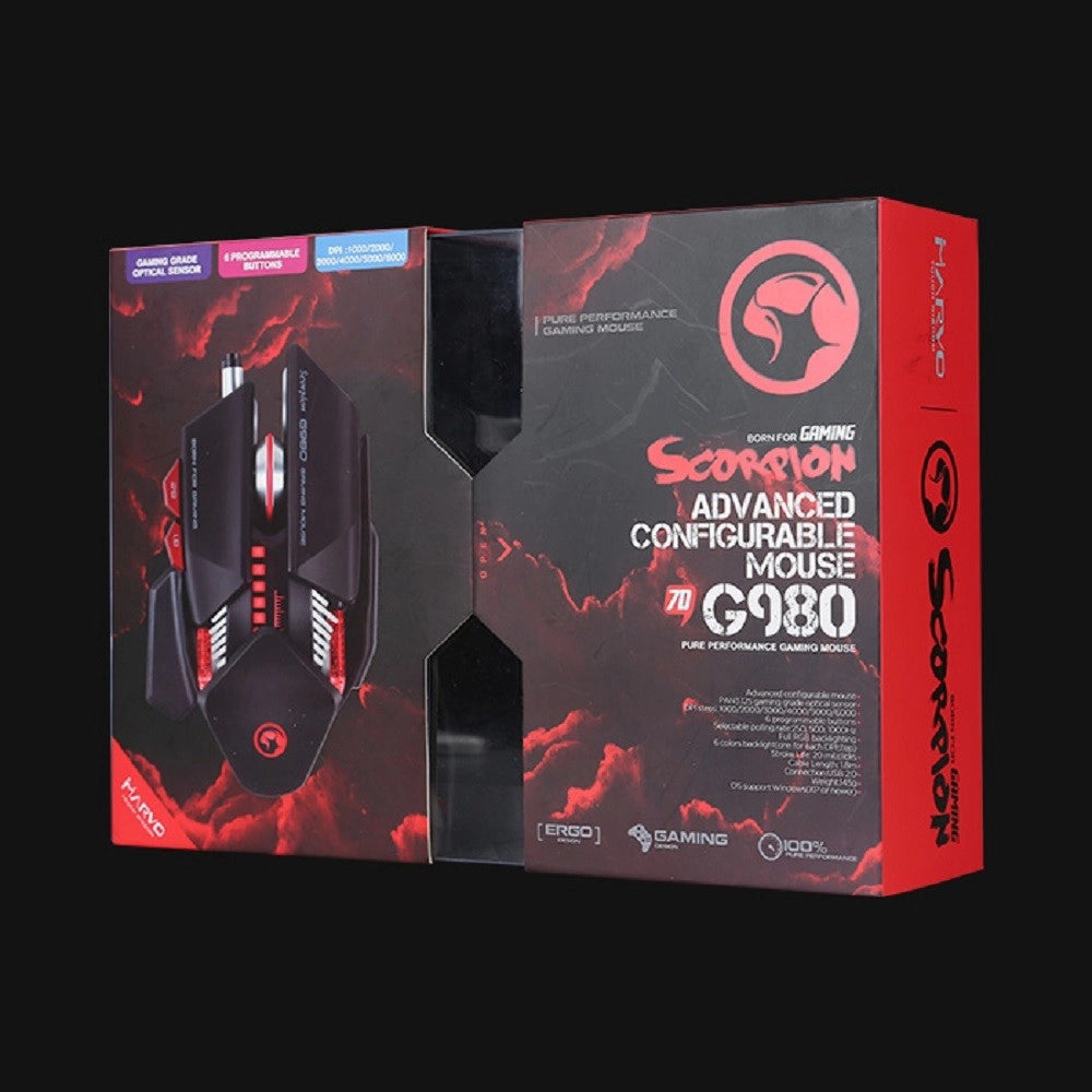 Trade Shop - Marvo Scorpion G980 Gaming Mouse Wireless 6000dpi Luminoso 6 Tasti Programmabili -