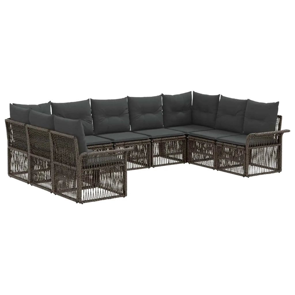 Set Divano da Giardino 9 pcs Grigio polyrattan 3434933