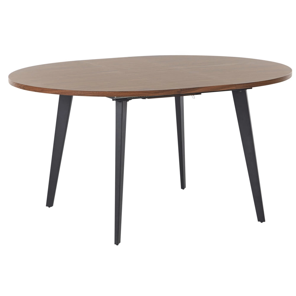 Tavolo da pranzo allungabile rotondo 120/150 x 120 cm Piano in MDF gambe in metallo nero legno scuro stile moderno