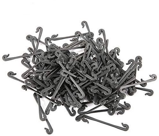 Klem per piante 100 pezzi - fissaggio per piante - chiodo per fissaggio - plastica - nero - materiale duraturo - chiodo per giardino