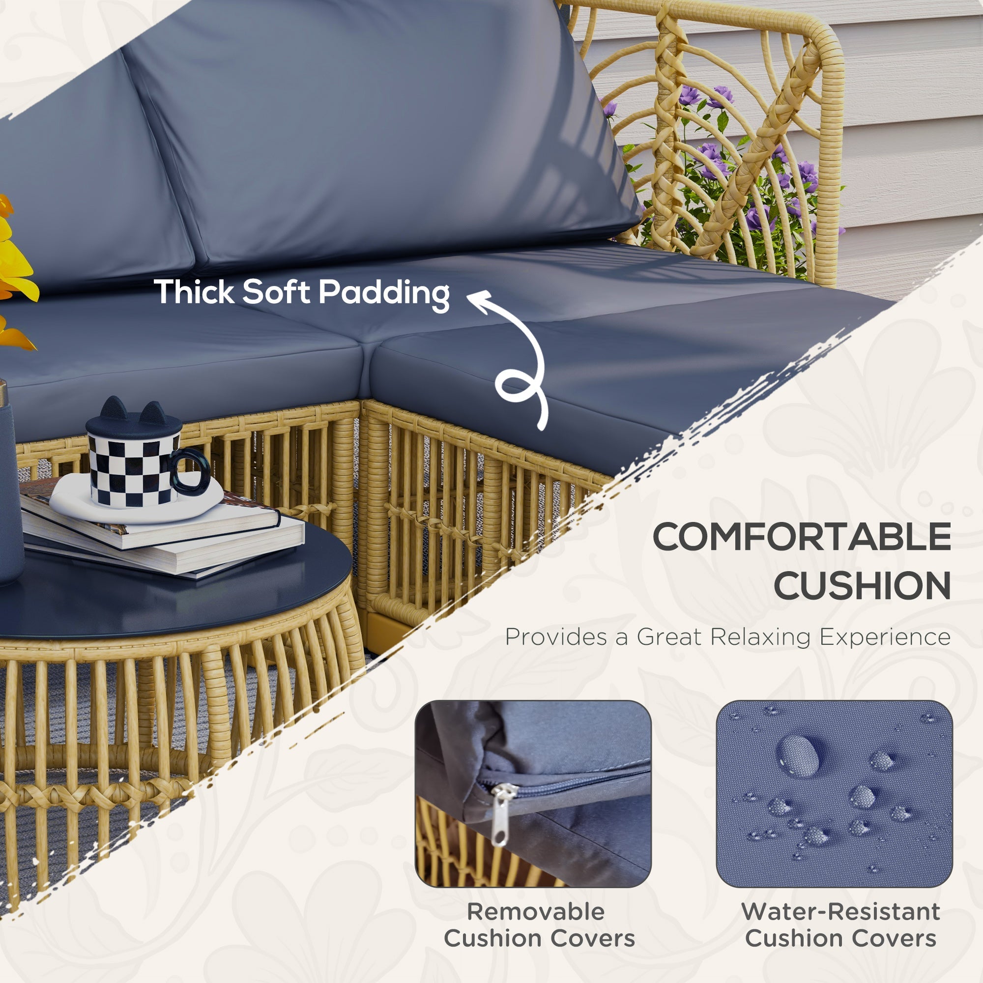 Set da Giardino con Divano Modulabile Cuscini e Tavolino da Caffè   Grigio