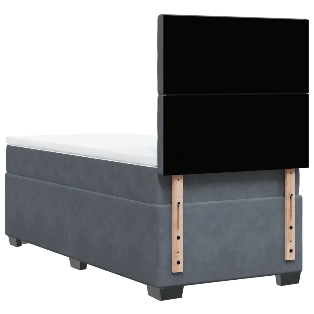 Giroletto a Molle con Materasso Grigio Scuro 80x200 cm Velluto 3290775