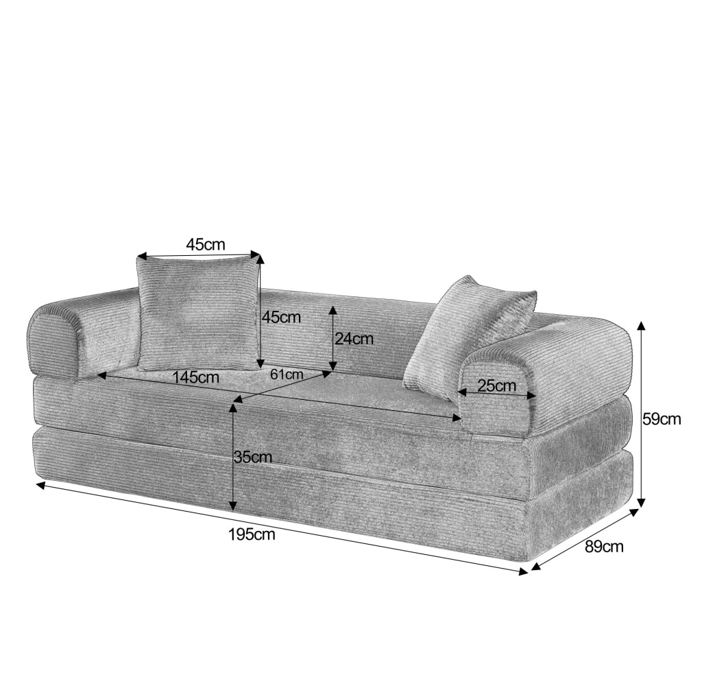 Divano letto modulare in velluto beige con imbottitura in schiuma