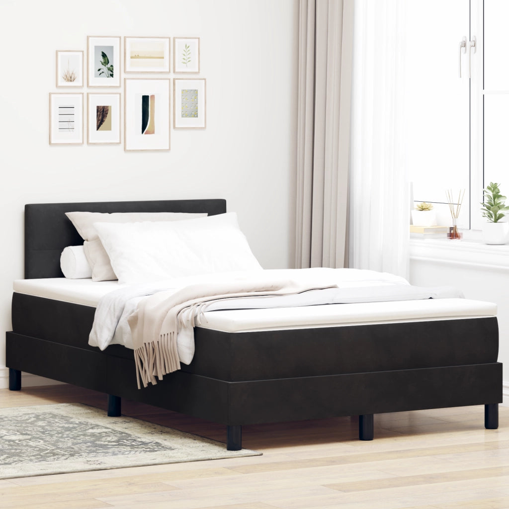 Letto Box Spring con Materasso e LED Nero 120x200 cm Velluto
