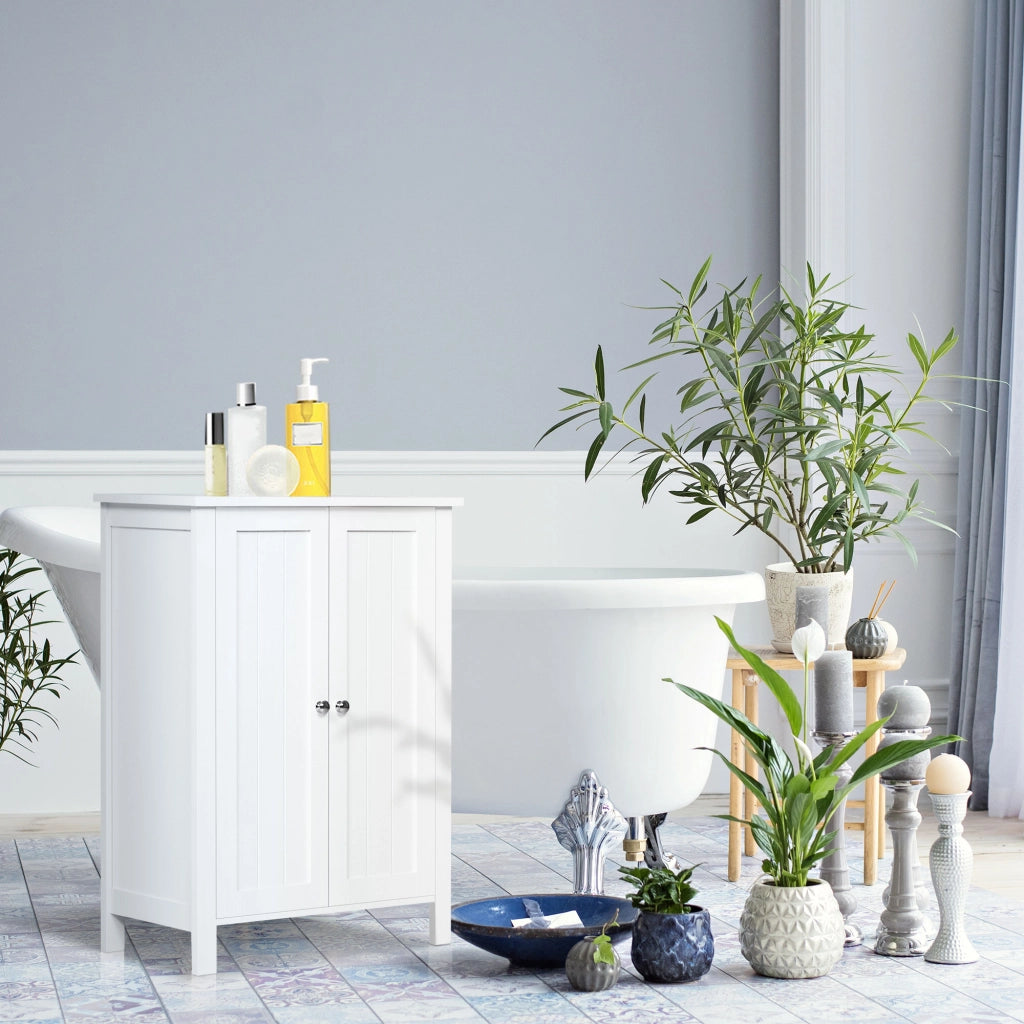 Armadietto Bagno 2 Ante con Ripiani Regolabili ¨C Zephmum ¨C Bianco 60x30x80 cm