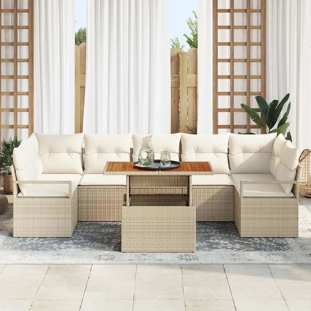 Set Divano da Giardino 8 pcs Beige Poly Rattan 3358416
