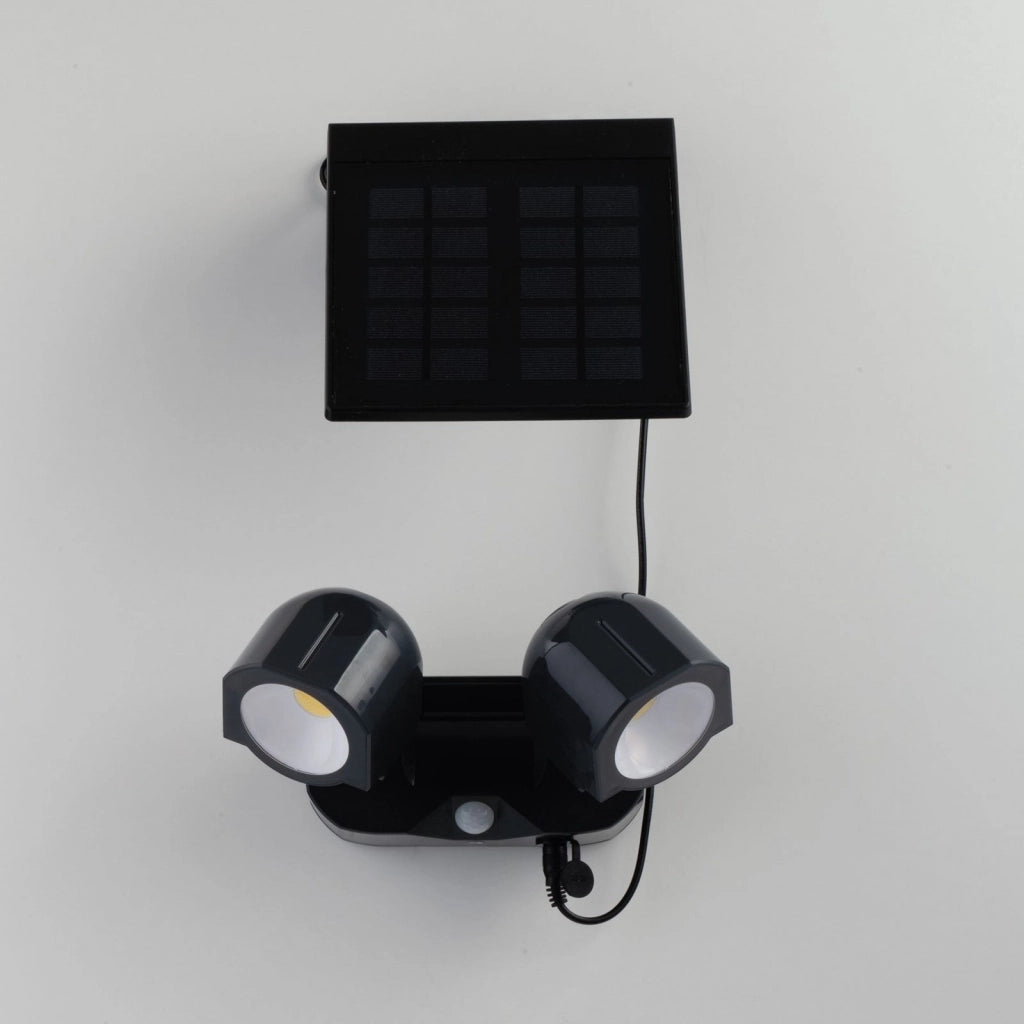 PROIETTORE LED SHIVA ANTRACITE 2 LUCI 3W 230LM 4000K CON PANNELLO SOLARE E SENSORE DI MOVIMENTO IP54 16X7,26X10,95CM