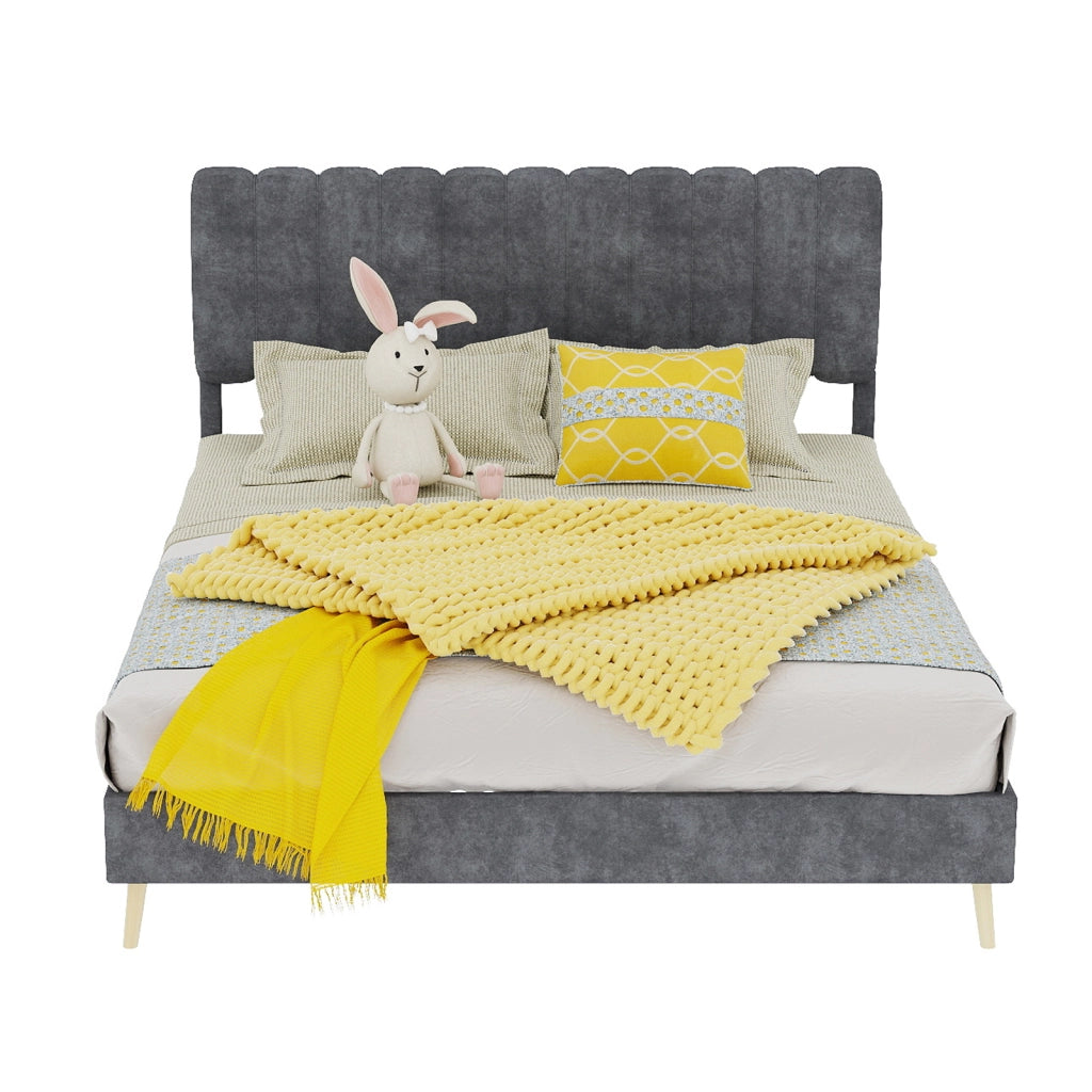 letto imbottito tessuto metallo grigio 140 x 200 cm