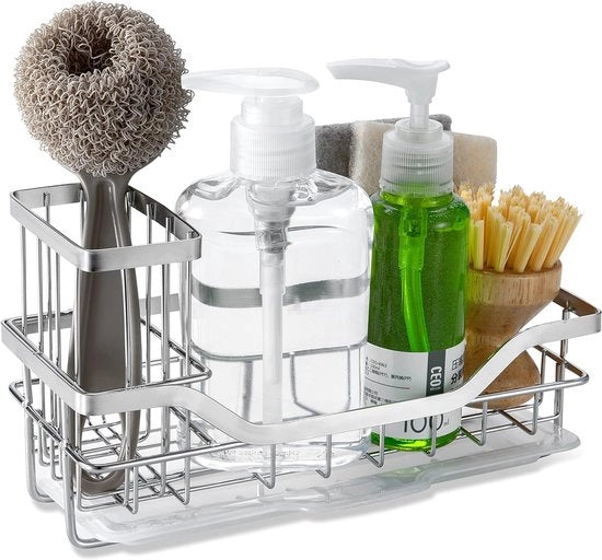 Organizzatore per vasche da bagno - Acciaio inossidabile - Bianco - 22 x 9 x 13 cm