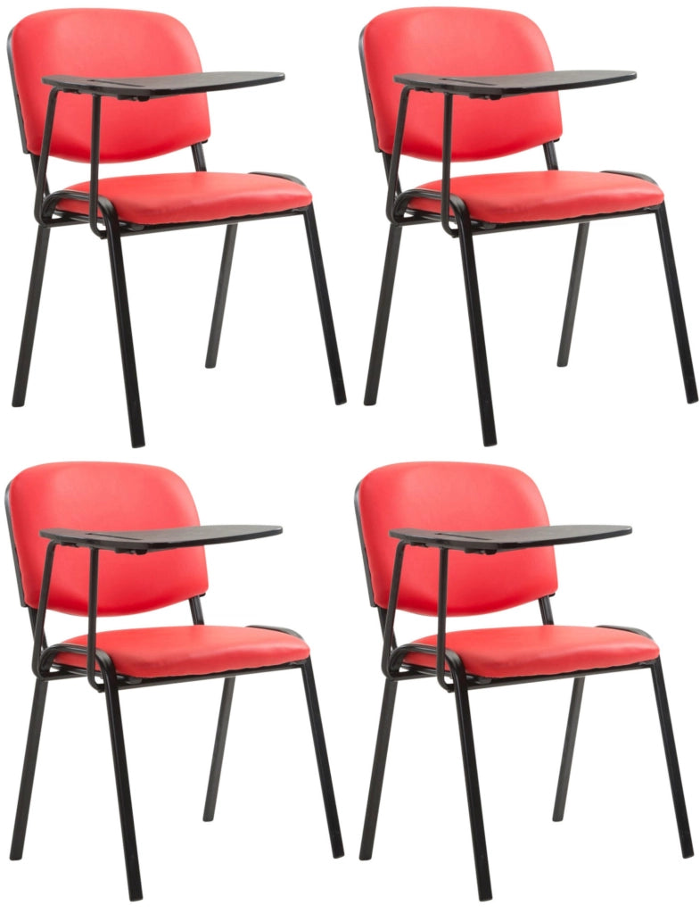 Set di 4 sedie Ken con tavolo pieghevole in similpelle rosso