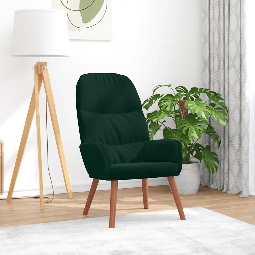 vidaXL Sedia Relax Verde Scuro in Velluto