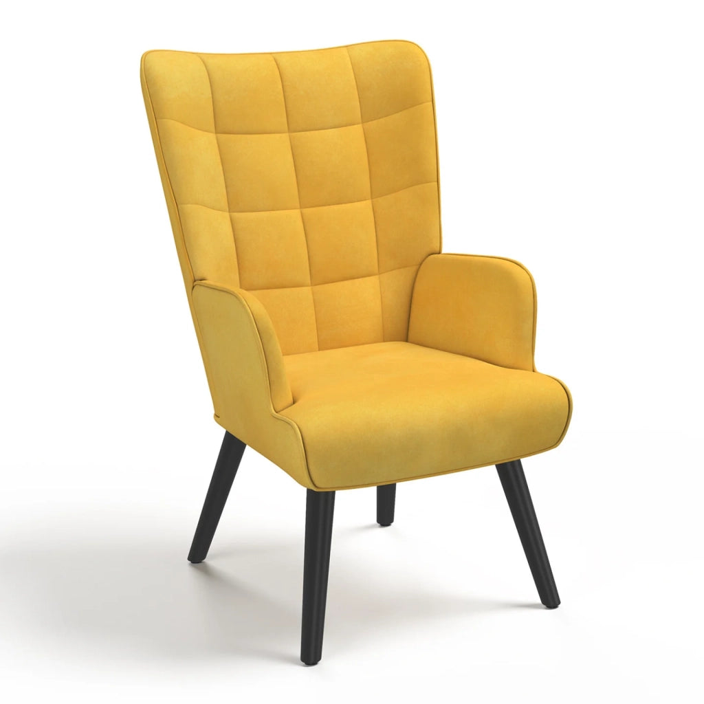IDMarket - Poltrona scandinava ANIA in velluto giallo