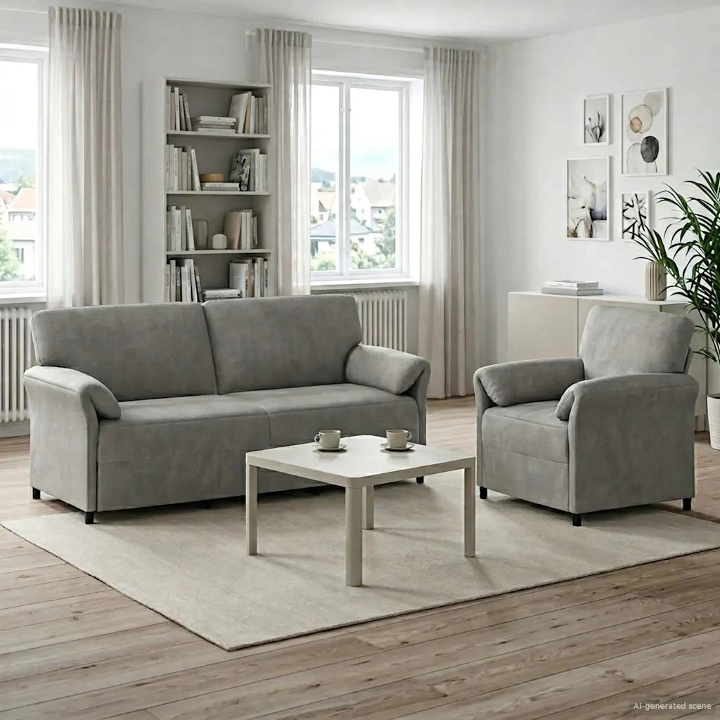Set di divani 2 pz Grigio Chiaro Velluto 3424913