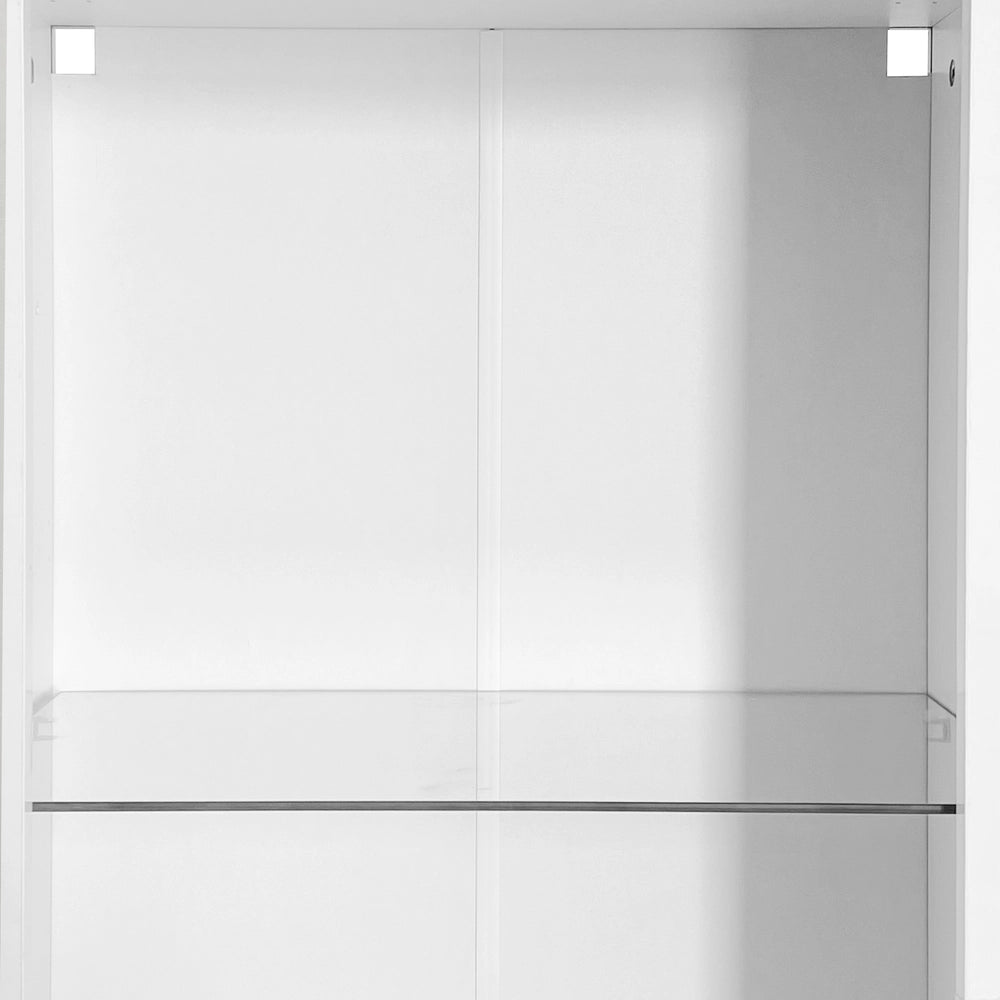 Vetrina Bianca Lucida con Illuminazione LED ¨C MINIMAL ¨C 3 Ripiani in Vetro, 55x38x166 cm
