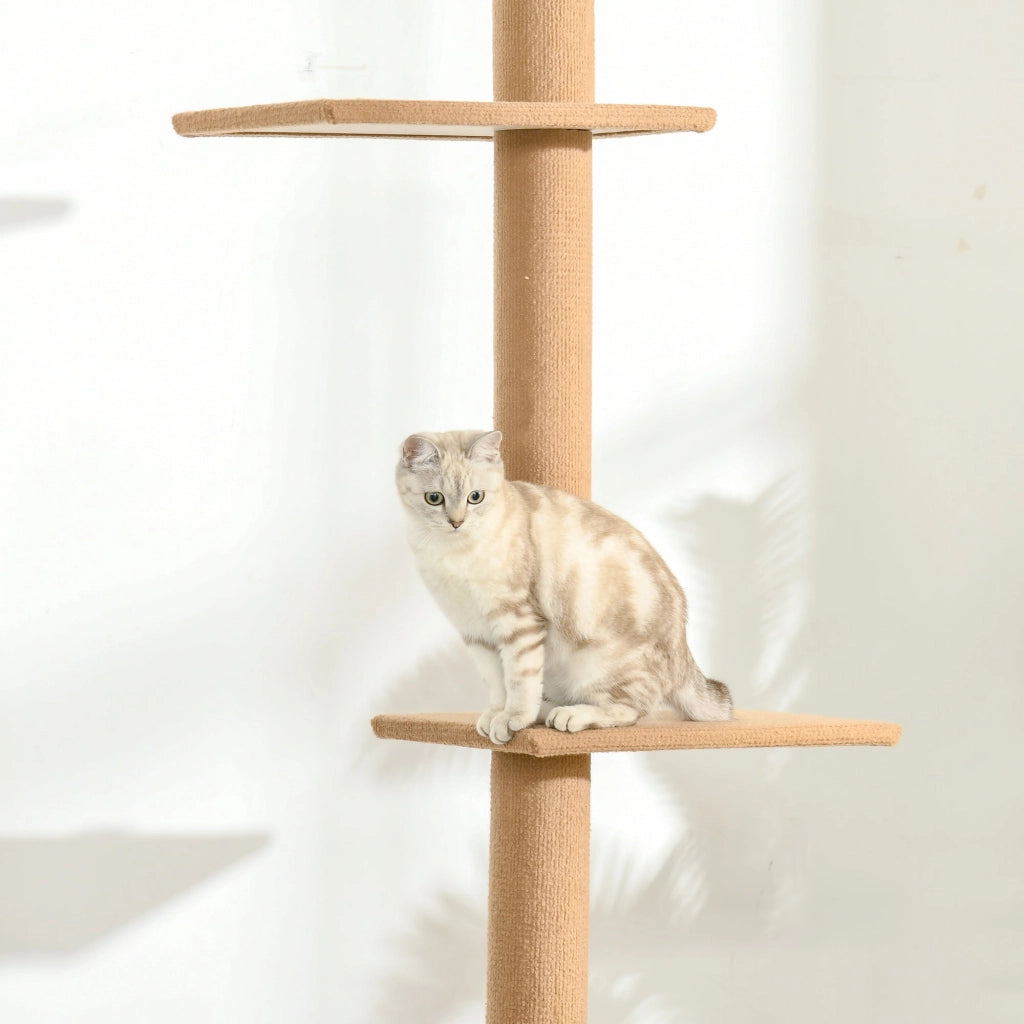 Albero Tiragraffi per Gatti 43x27x228-260 cm con Fissaggi oa Soffitto Marrone