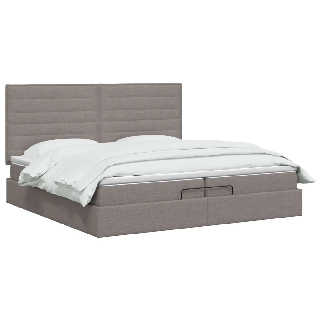 Letto ottomano con materasso Tortora 200 x 200 cm Tessuto 3457436