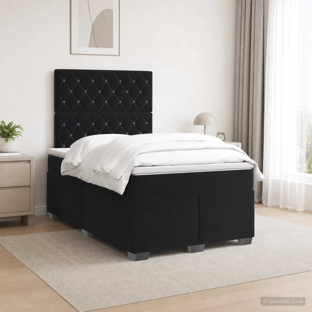 Letto box spring con materasso Nero 120 x 190 cm Velluto 3455062
