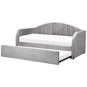 Letto estraibile in velluto grigio 90 x 200 cm con struttura imbottita moderna glamour per la cameretta dei bambini ospiti
