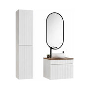 Set ICON bianco: mobile sottolavabo 60cm + lavabo da appoggio rotondo bianco + specchio LED ovale verticale + colonna