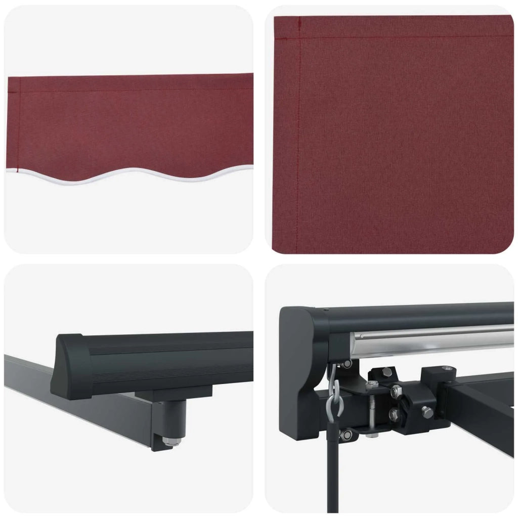 Cornice per Tenda Manuale con LED Borgogna e Antracite 4 × 3 m 3420843
