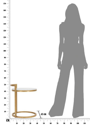 Tavolinetto Round Marble 40x43x50 cm in Ferro e Marmo Oro e Bianco