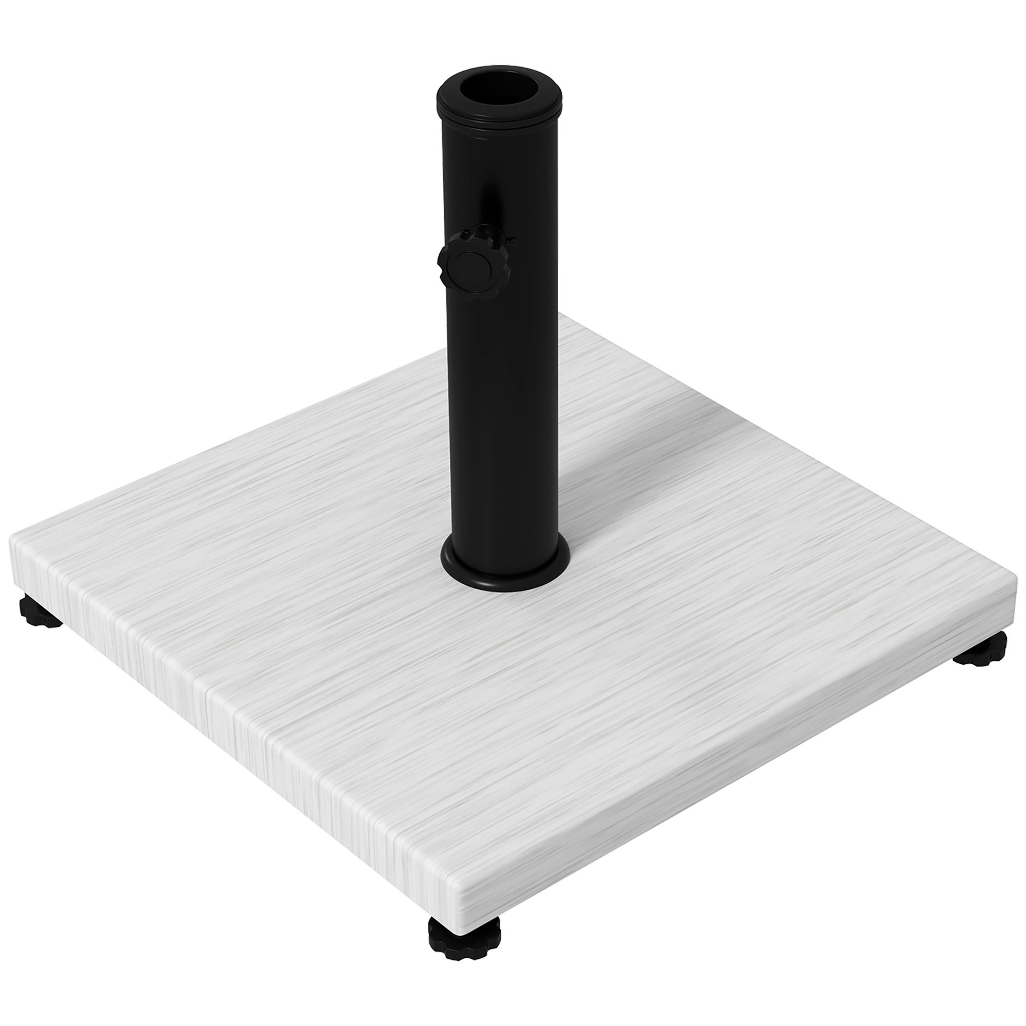 Base per Ombrellone da 25kg in Metallo e Cemento con Effetto Legno 45x45x33.5cm Bianco