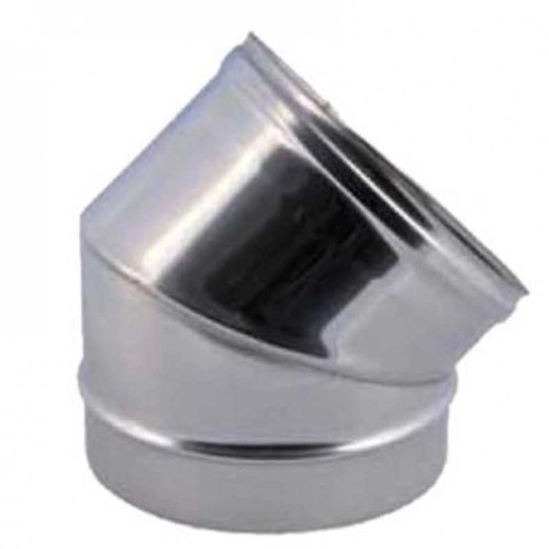 CANNA FUMARIA TUBO FUMI CURVATO CURVA 45° INOX AISI304 - 80mm STUFA A Pellet - UNIVERSALE