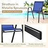 Set di 2/4 Sedie da Giardino, Poltrone in Tessuto Textilene per Esterno, Sedie Impilabili con Gambe in Metallo, Portata 150 kg, 56 x 70 x 84 cm (Blu,2)