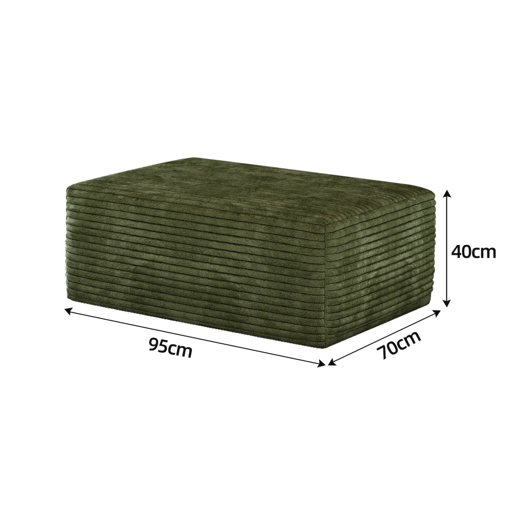 Chaise longue in tessuto con seduta modulare e senza montaggio, tessuto verde