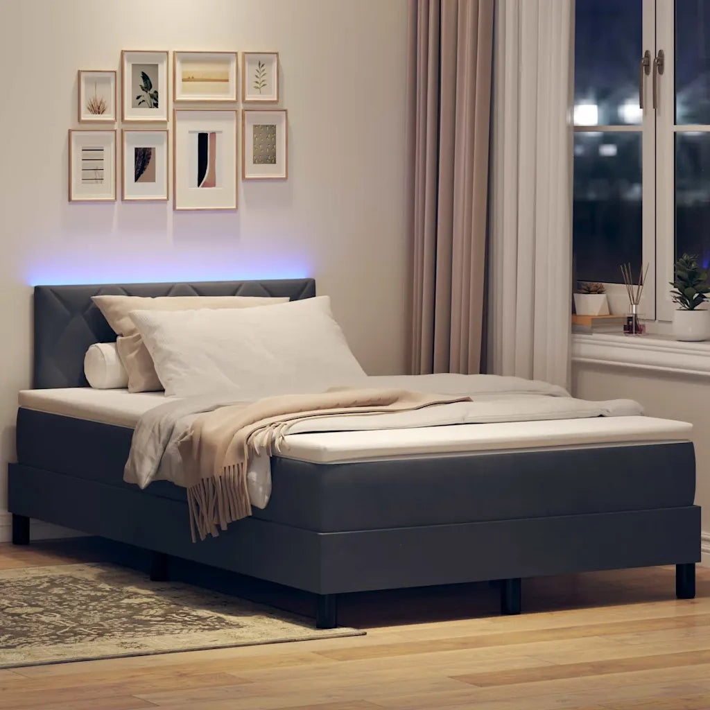 Letto a Sorgente LED con led Grigio scuro 120 x 190 cm Velluto