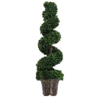 Piante Finte da Interno di Bosso a Spirale 120cm, Pianta Artificiale da Interno ed Esterni con Vaso Incluso, Pianta Finta per Decorazione Casa, Ufficio, Soggiorno, Giardino, Verde