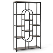 Libreria ovale a 5 ripiani 95 x 30 x 175 cm con moderno spazio aperto in metallo marrone rustico 20_0017529