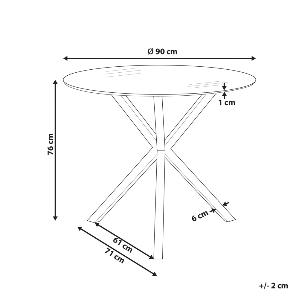 Tavolo da pranzo piano in vetro temperato dorato rotondo ⌀ 90 cm capienza 4 persone Design moderno
