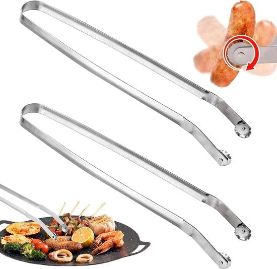 Set di 2 Tangenti per Barbecue con Ruote per una Perfetta Rotazione di Carne e Verdure