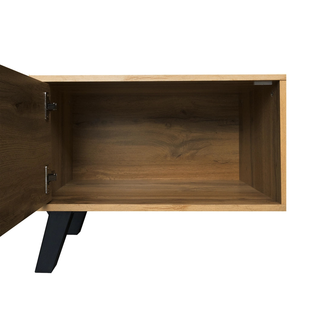 Mobile TV 160.5x35.5x45 cm; 2 ante e 2 vani aperti; chiusure ammortizzate; pannello truciolare; colore naturale