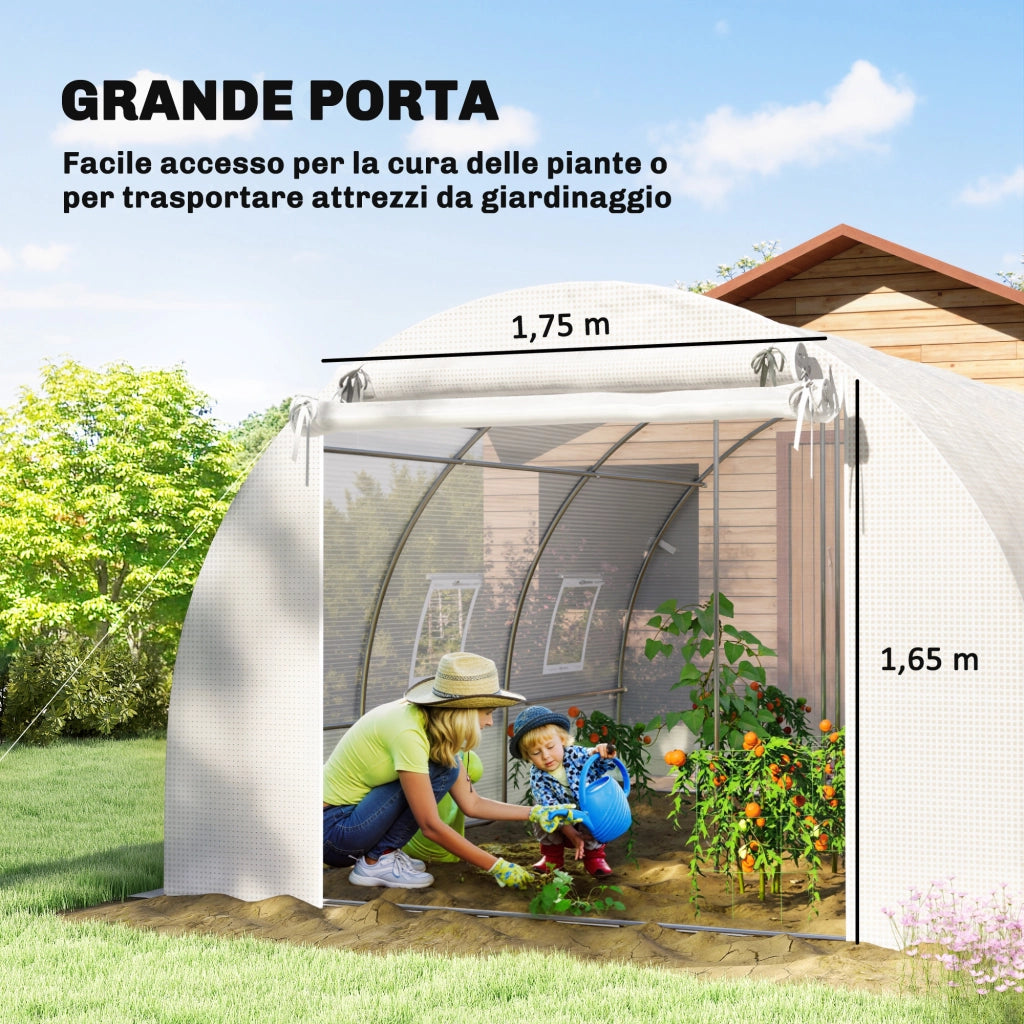 Serra Tunnel ¨C zephmum ¨C Acciaio Zincato, PE, Rete, Bianco, 396x300x200 cm