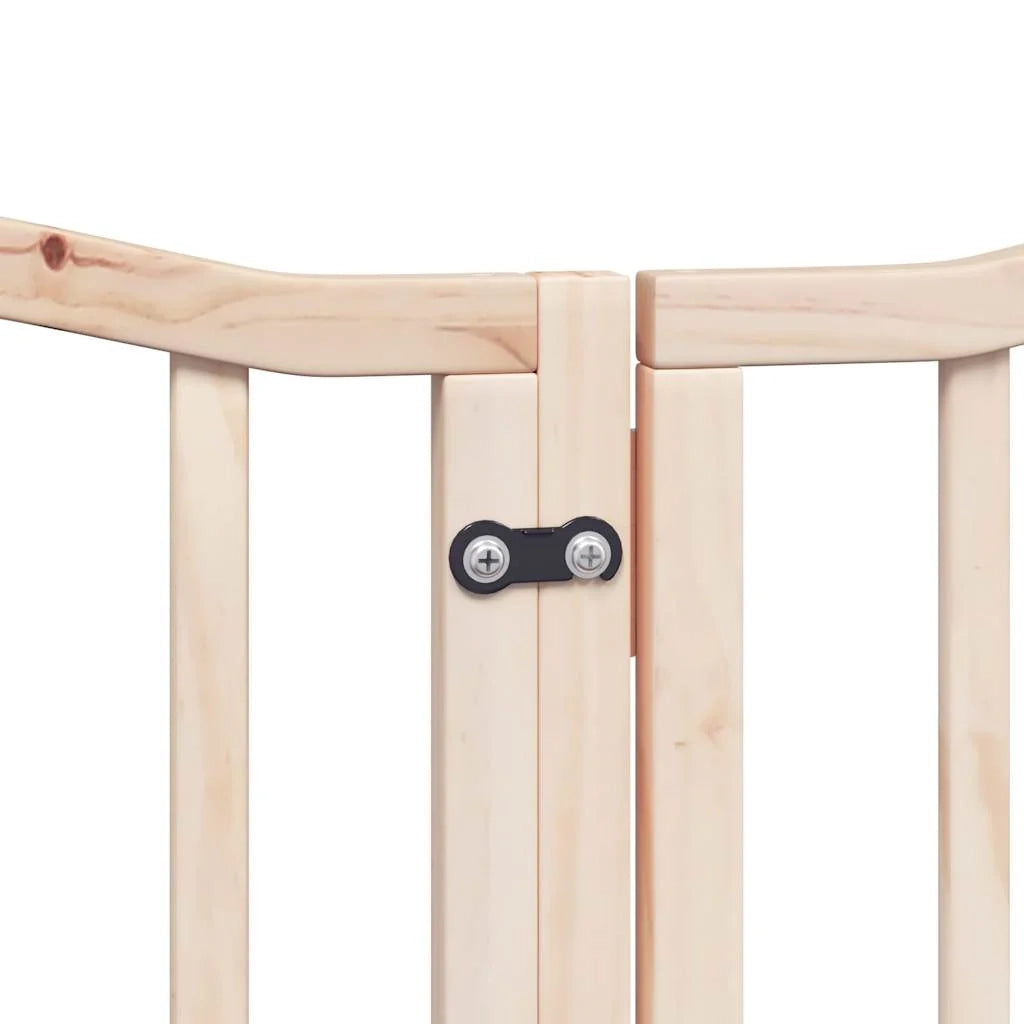 Cancelletto di sicurezza per cani con porta pieghevole 9 pannelli in legno di pioppo marrone 02_0023337