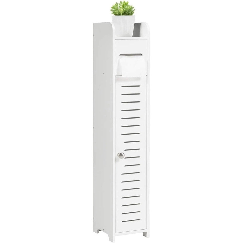 Trade Shop - Armadietto Da Bagno Porta Carta Igienica Mobile Salvaspazio Sottile Impermeabile Bianco -