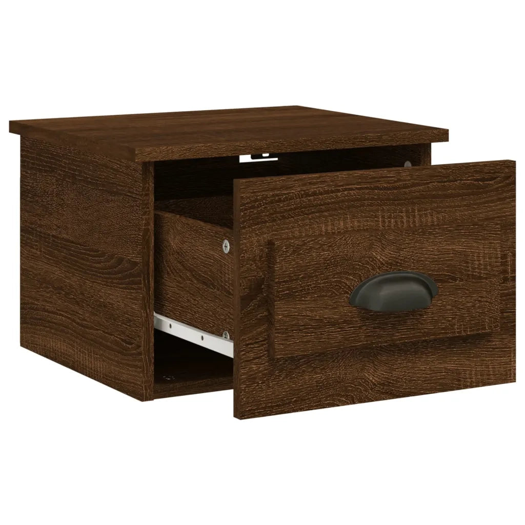 Comodino | Armadio da Notte | Mobiletto da notte a Parete Rovere Marrone 41,5x36x28 cm