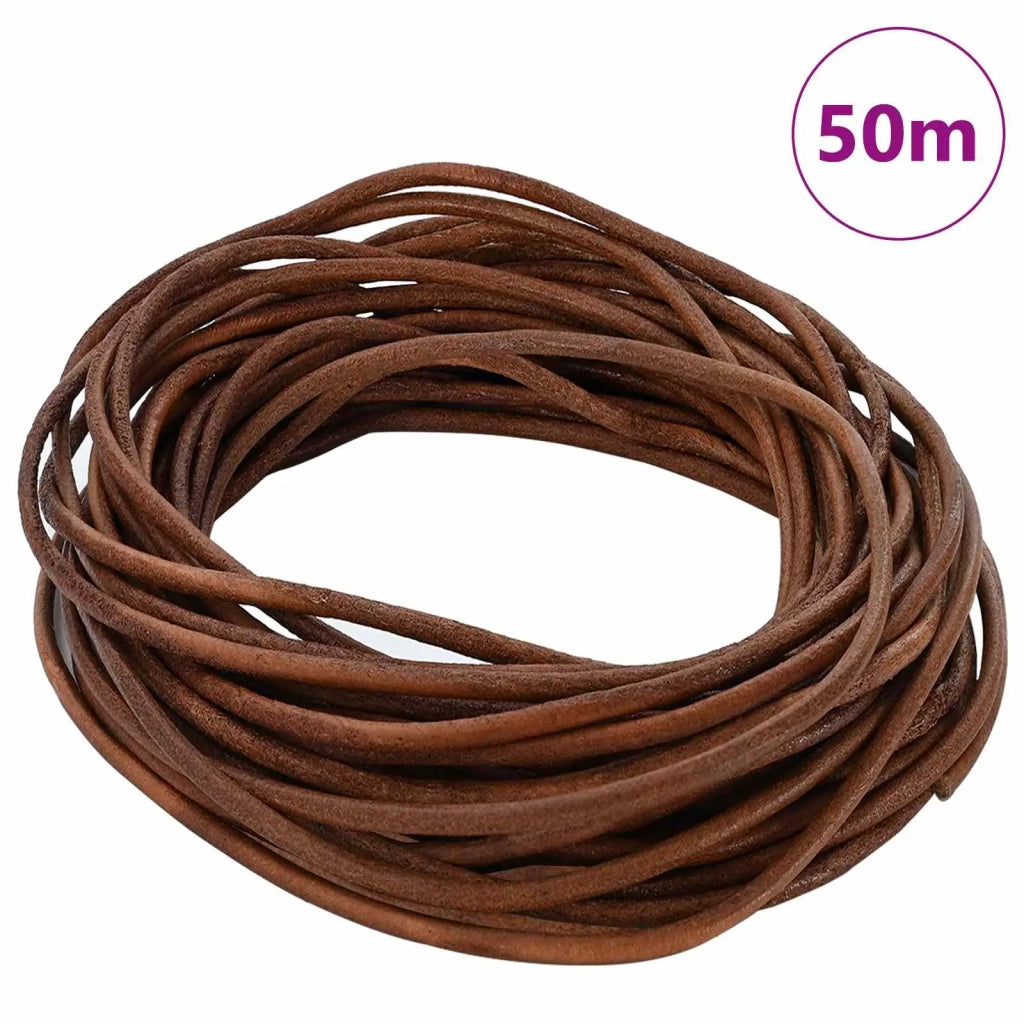 Cordino in Pelle Marrone Chiaro Ø3 mm x 50 m Pelle