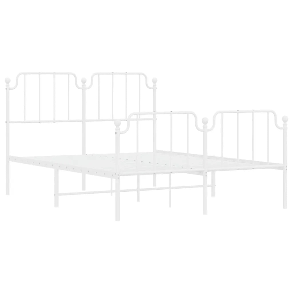 Giroletto con Testiera e Pediera Metallo Bianco 150x200 cm 373956