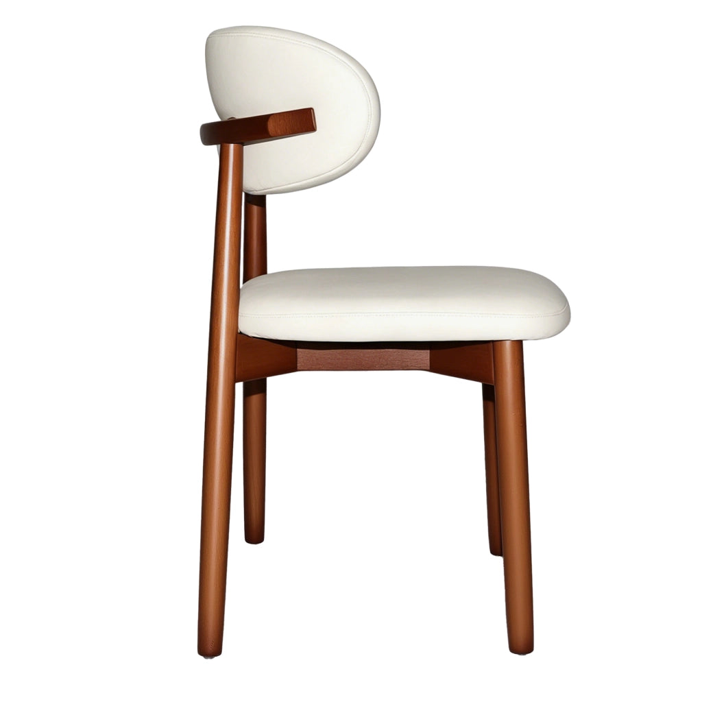 Sedie da pranzo in legno massello, set da 2 pezzi, schienale ergonomico, piedini antiscivolo, color beige e noce