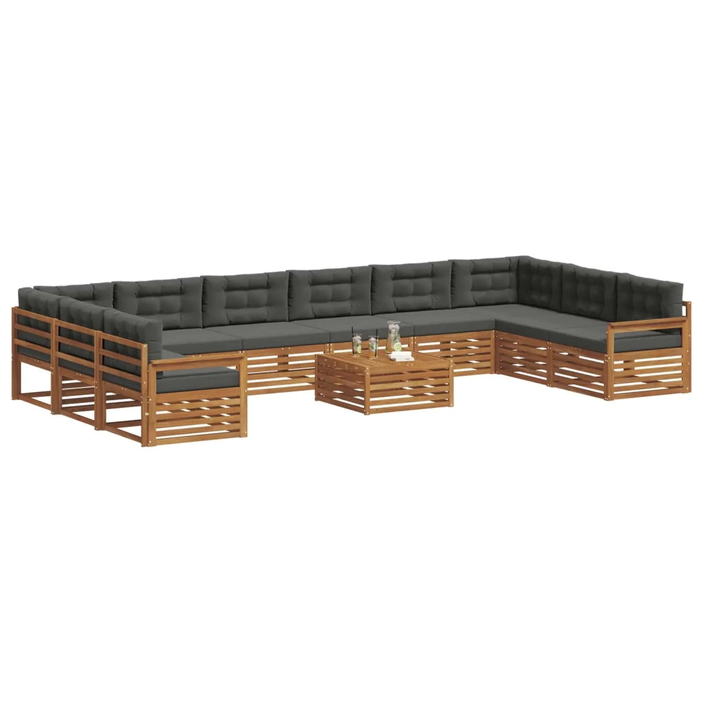 Set divani 11 pcs Naturale e Antracite Legno di Acacia Massello 3374237