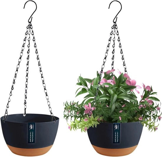 Pianterie da Appendere 2 Pezzi per Piante da Interno Esterno con Fori di Drenaggio e Piastra Removibile da Giardino