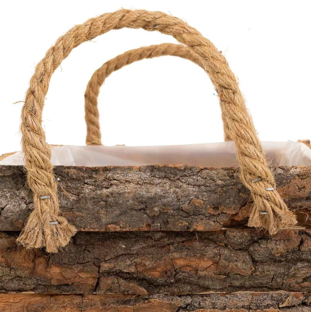 Cesto in legno con manici marroni 20x20x10h