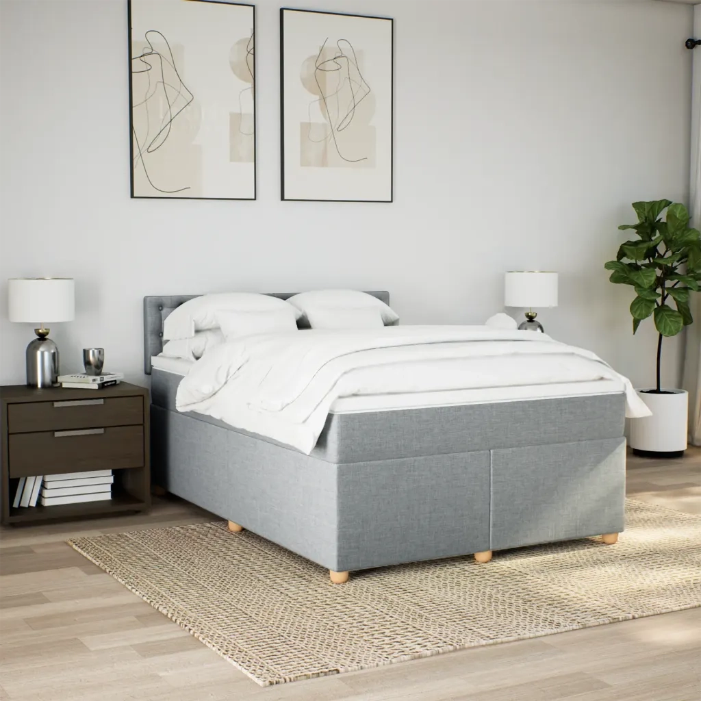 Giroletto a Molle con Materasso Grigio Chiaro 140x200cm Tessuto 3289017