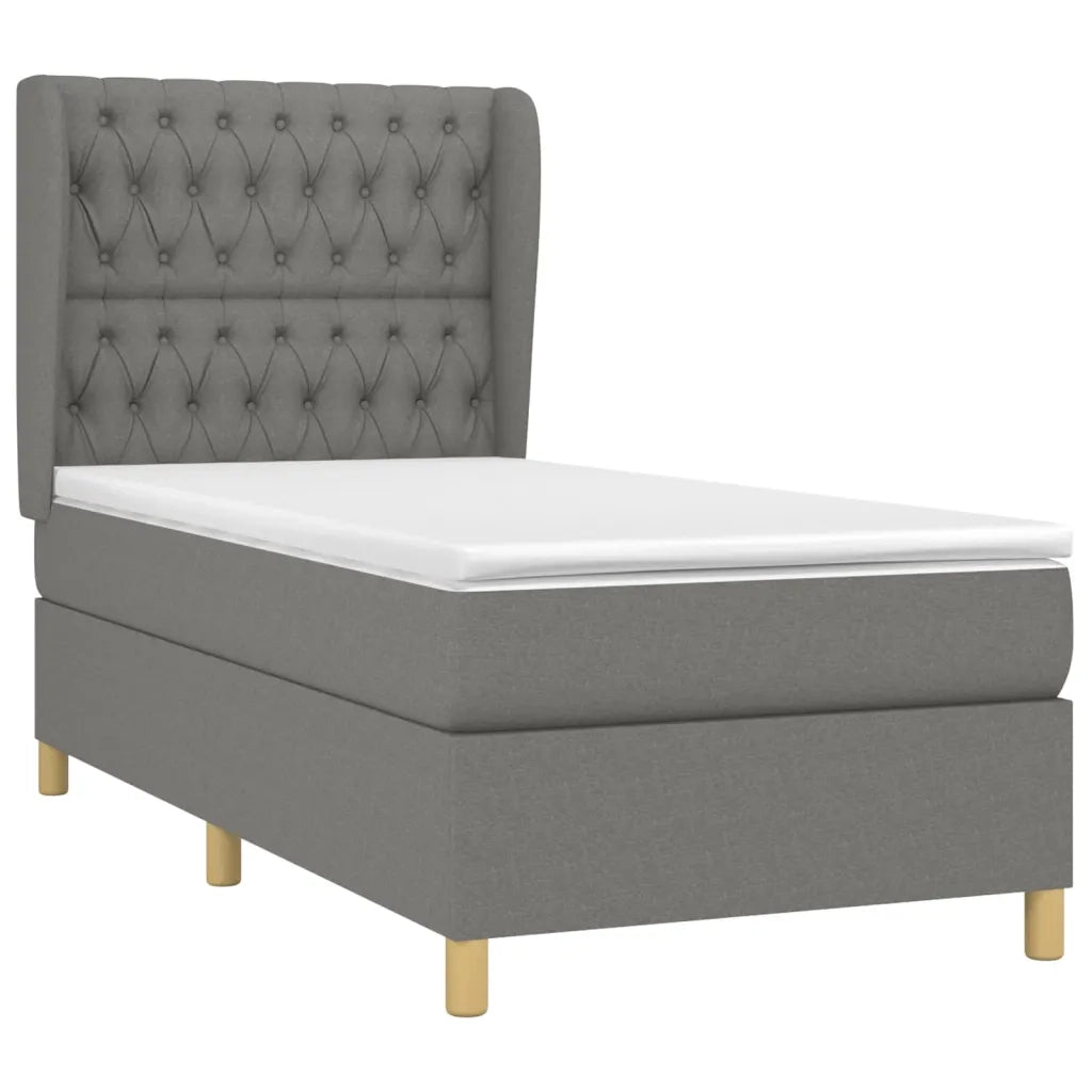 Giroletto a Molle con Materasso Grigio Scuro 90x190 cm Tessuto 3128726