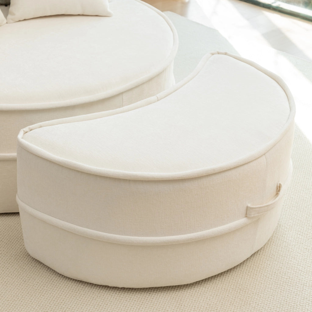POLTRONA Relax senza montaggio con pouf 121 cm Chenille Beige